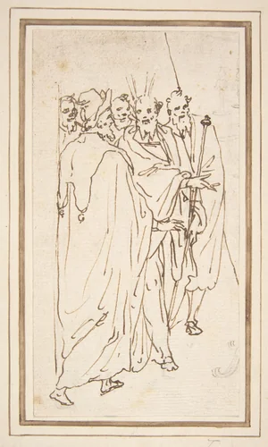 Moses and Other Figures by Cesare Nebbia, drawing, 1570-1580