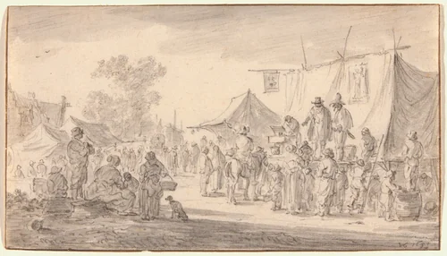 Country Fair by Jan van Goyen, drawing, 1653