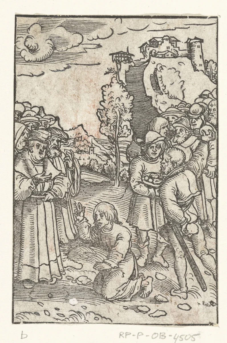 Steniging van Stefanus by Lucas Cranach, print, 1528-1554