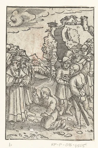 Steniging van Stefanus by Lucas Cranach, print, 1528-1554