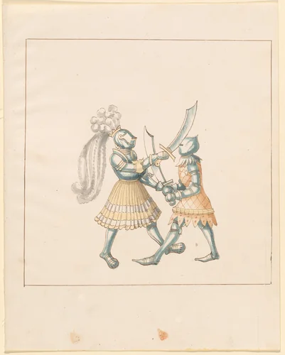 Foot Combat with Falchions by German 16th Century, drawing, 1515
