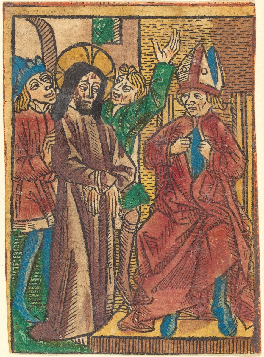 Before Caiaphas by German 15th Century, print, 1490