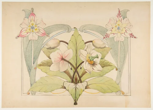 Design with Flowers by anonymous, drawing, 1800-1899
