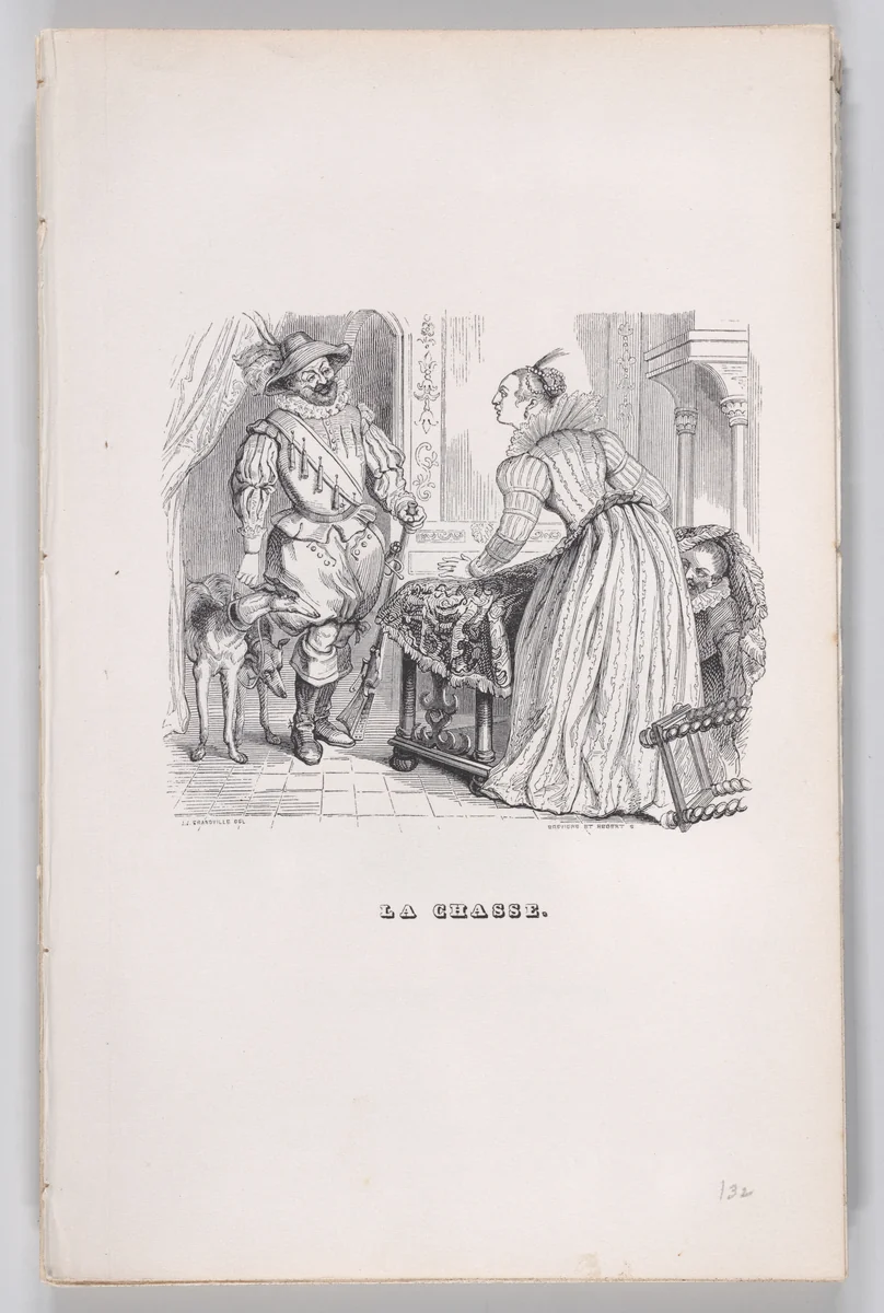 The Hunt, from "The Complete Works of Béranger" by J. J. Grandville, print, 1836