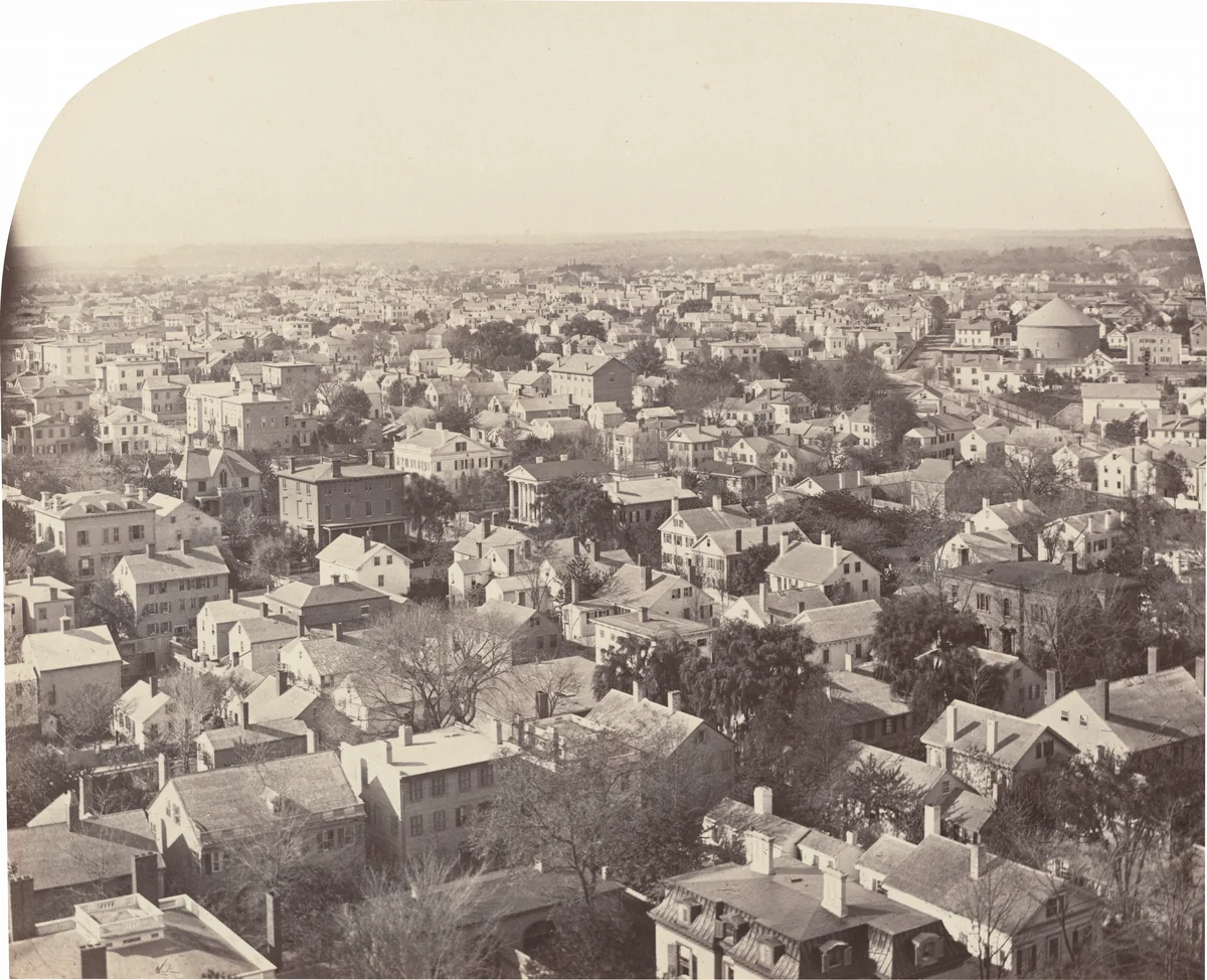 Looking Northwest from Westminster Street, Providence by Francis Hacker, photograph, 1858-1860