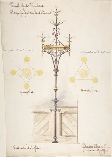 Designs for Nave Standards, St. Jude's Southsea by Richardson Ellson, drawing, 1875-1885