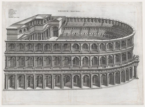 Theater of Marcellus, from "Speculum Romanae Magnificentiae" by anonymous, print, 1530-1580
