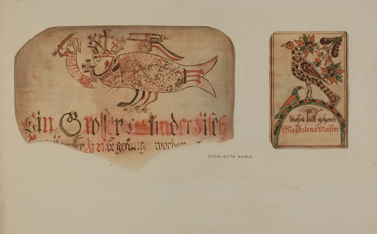 Pa. German Fractur Design by Charlotte Angus, index of american design, 1937