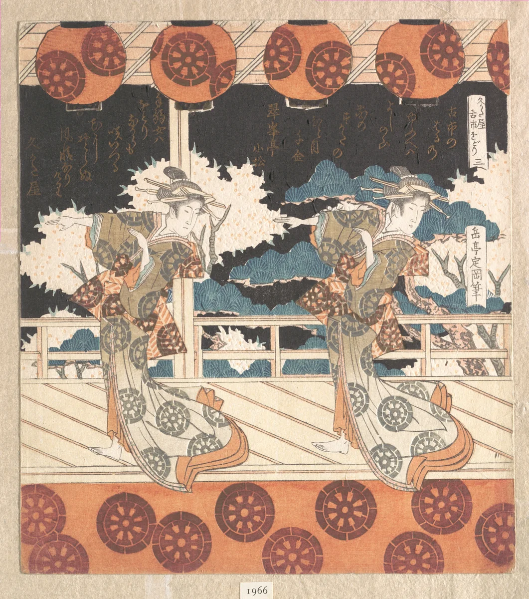 Furuichi Dance (No. 3 of a Set of Four) by Yashima Gakutei (八島岳亭), print, 1800-1899