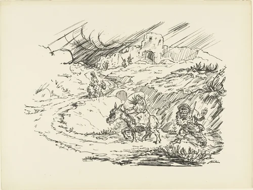 In Flight (Auf der Flucht) from the illustrated book Deutsche Graphiker der Gegenwart (German Printmakers of Our Time) by Alfred Kubin, illustrated book, 1920