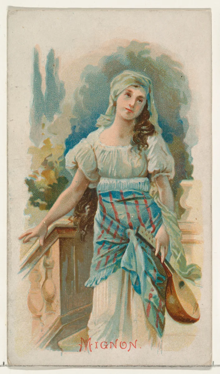 Mignon, from the Illustrated Songs series (N116) issued by W. Duke, Sons & Co. to promote Honest Long Cut Tobacco by W. Duke, Sons & Co., print, 1893