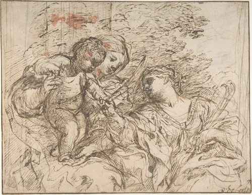 The Virgin and Child with Saint Martina by Pietro da Cortona, drawing, 1596-1669