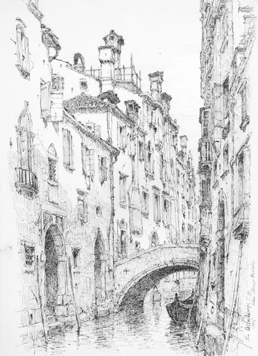 Rio della Verona, Venice by Andrew Fisher Bunner, artwork, 1885