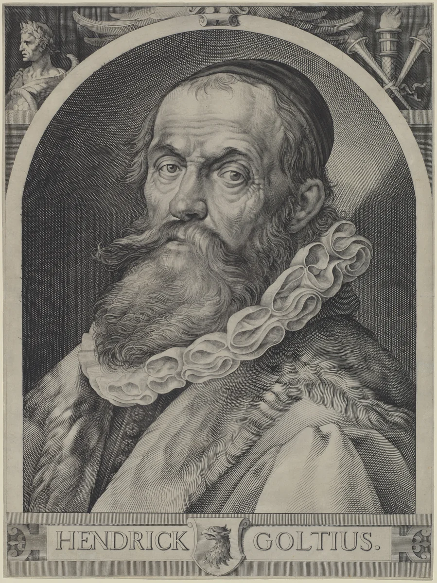Portrait of Hendrick Goltzius by Jan Muller; Hendrick Goltzius, print, 1612-1622