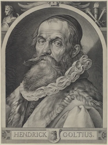 Portrait of Hendrick Goltzius by Jan Muller; Hendrick Goltzius, print, 1612-1622