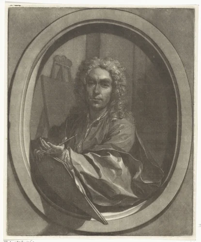 Portret van Nicolaas Verkolje by Arnout Rentinck, print, 1753-1763