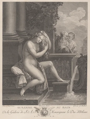 Susanna at the bath by Jacques Bouillard, print, 1781-1791