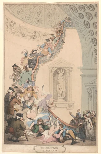 The Exhibition "Stare-Case" by Thomas Rowlandson, print, 1811