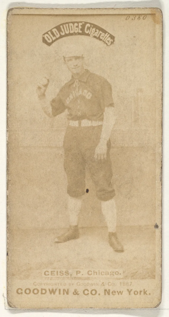 Ceiss, Pitcher, Chicago, from the Old Judge series (N172) for Old Judge Cigarettes by Goodwin & Company, photograph, 1887