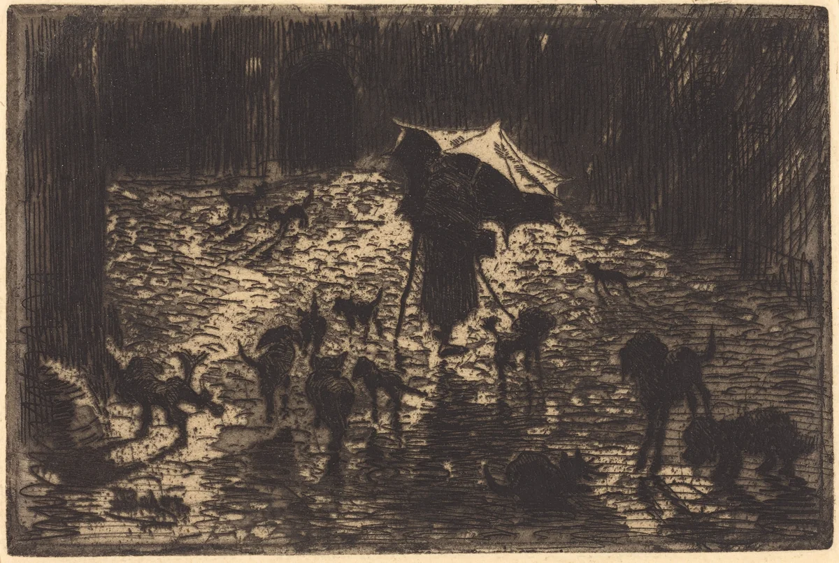Les Noctambules (The Night Prowlers) by Félix-Hilaire Buhot, print, 1876-1877
