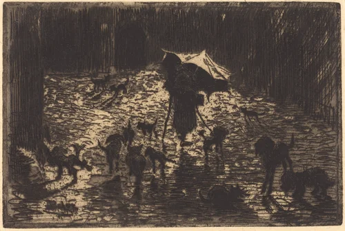 Les Noctambules (The Night Prowlers) by Félix-Hilaire Buhot, print, 1876-1877