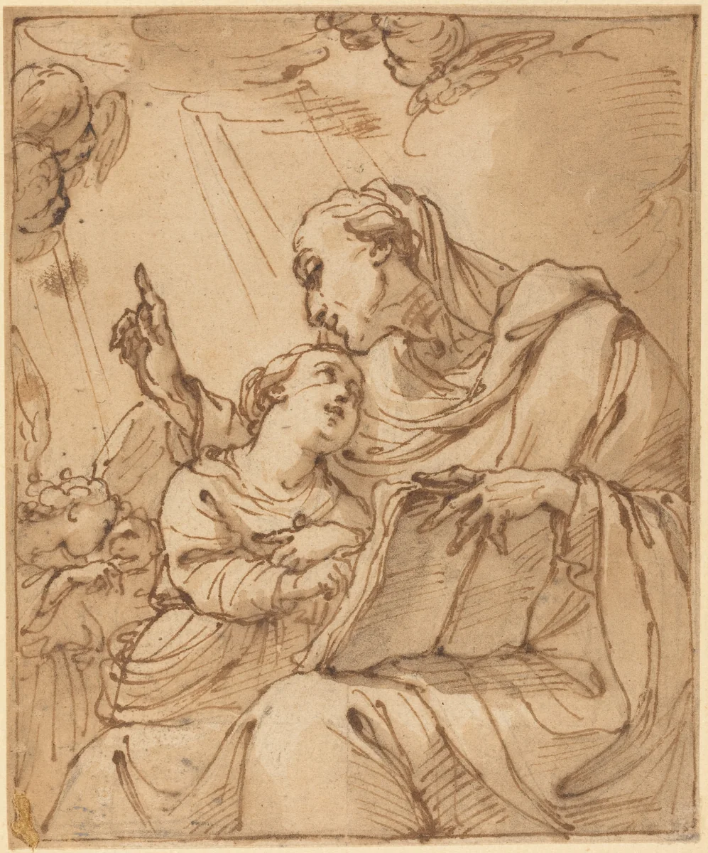 The Education of the Virgin by Ubaldo Gandolfi, drawing, 1728-1781