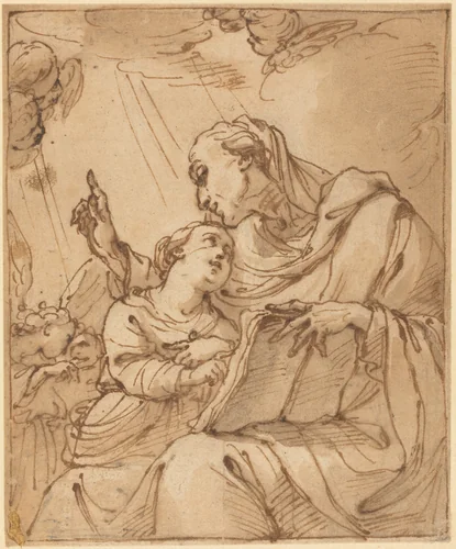 The Education of the Virgin by Ubaldo Gandolfi, drawing, 1728-1781