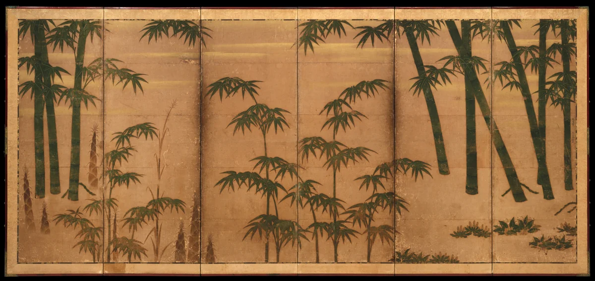 Bamboo in the Four Seasons by Tosa Mitsunobu (土佐光信), painting, 1480-1525