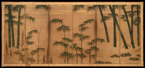Bamboo in the Four Seasons by Tosa Mitsunobu (土佐光信), painting, 1480-1525