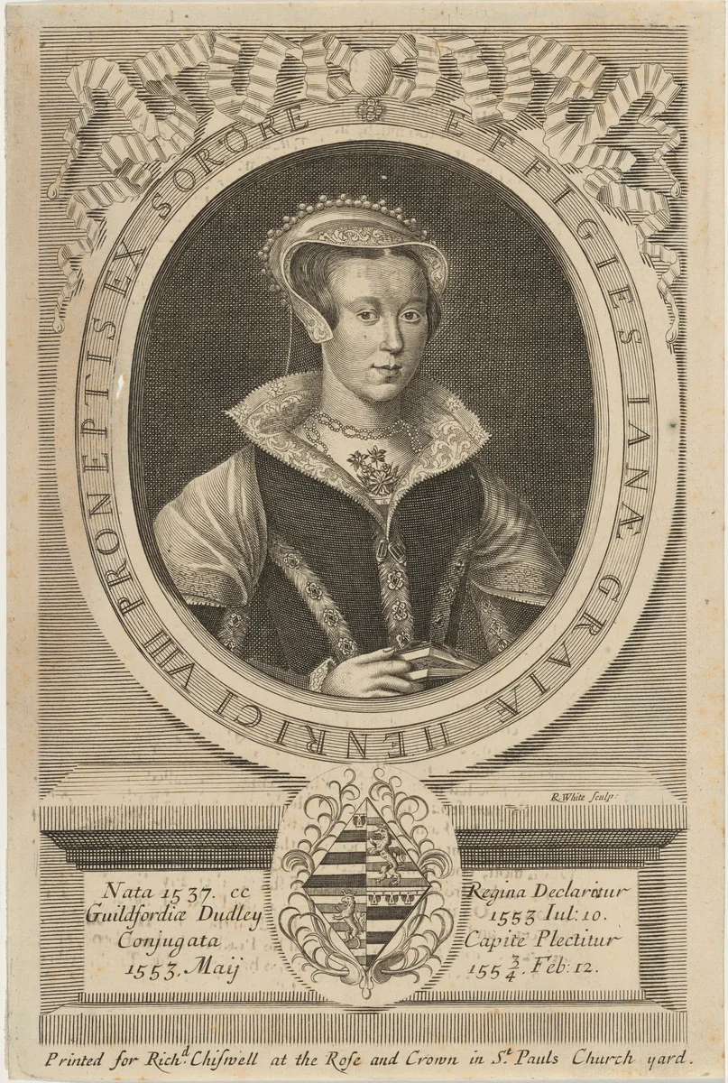 Lady Jane Grey by Robert White, print, 1681