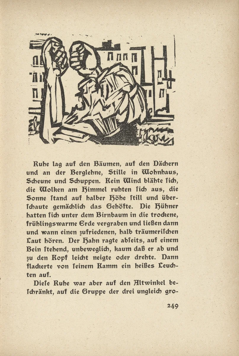 Altwinkel: The Cursing Winkler (Altwinkel: Der fluchende Winkler) (headpiece, page 249) from Neben der Heerstrasse (Off the Main Road) by Ernst Ludwig Kirchner, illustrated book, 1923
