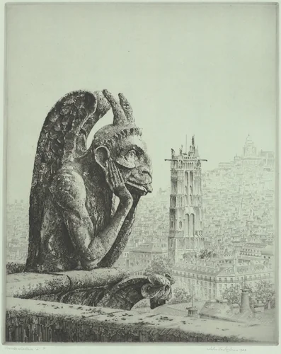 Le penseur de Notre Dame by John Taylor Arms, print, 1923