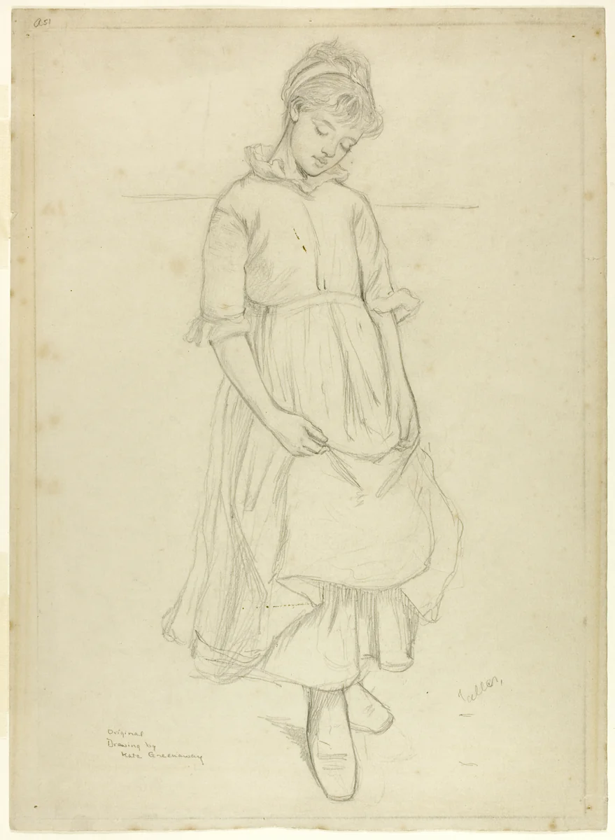 Standing Girl by Kate Greenaway, drawing, 1865-1875