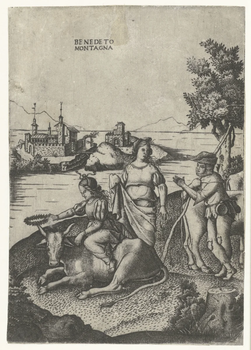 Ontvoering van Europa door Jupiter in gedaante van stier by Unknown, print, 1515-1520