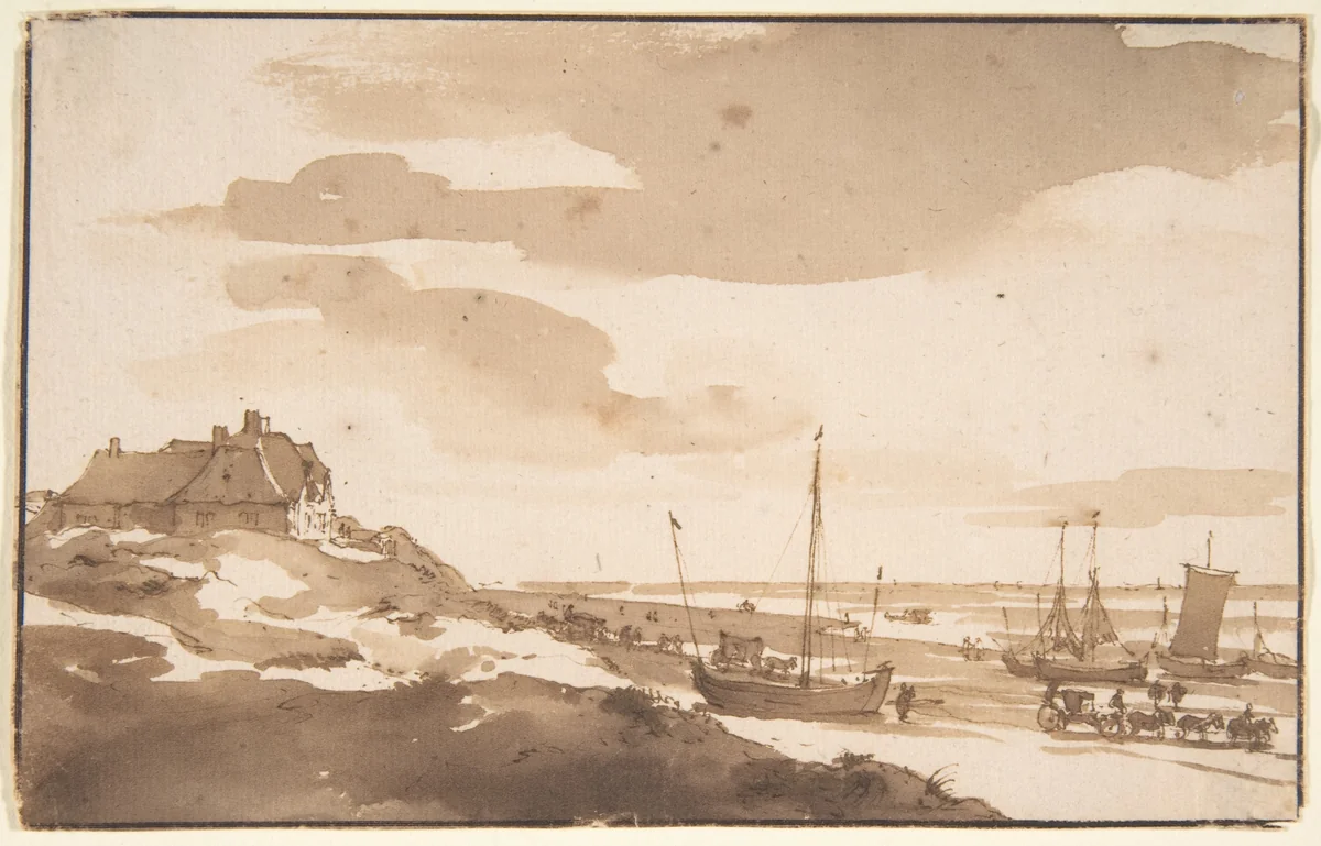 View of the Dunes at Scheveningen by Jan de Bisschop, drawing, 1648-1671
