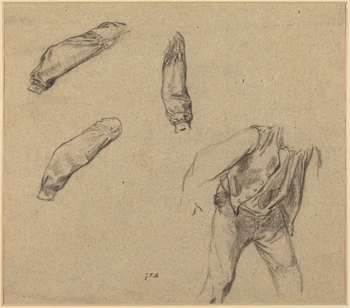 Costume Studies by Jean-François Millet, drawing, 1854-1855