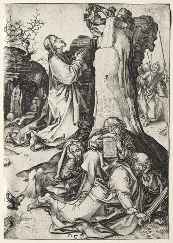 The Passion: The Agony in the Garden by Martin Schongauer, print, 1475-1485