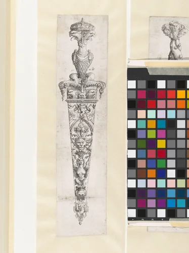 Ontwerp voor dolk in schede met grotesken by Unknown, print, 1543