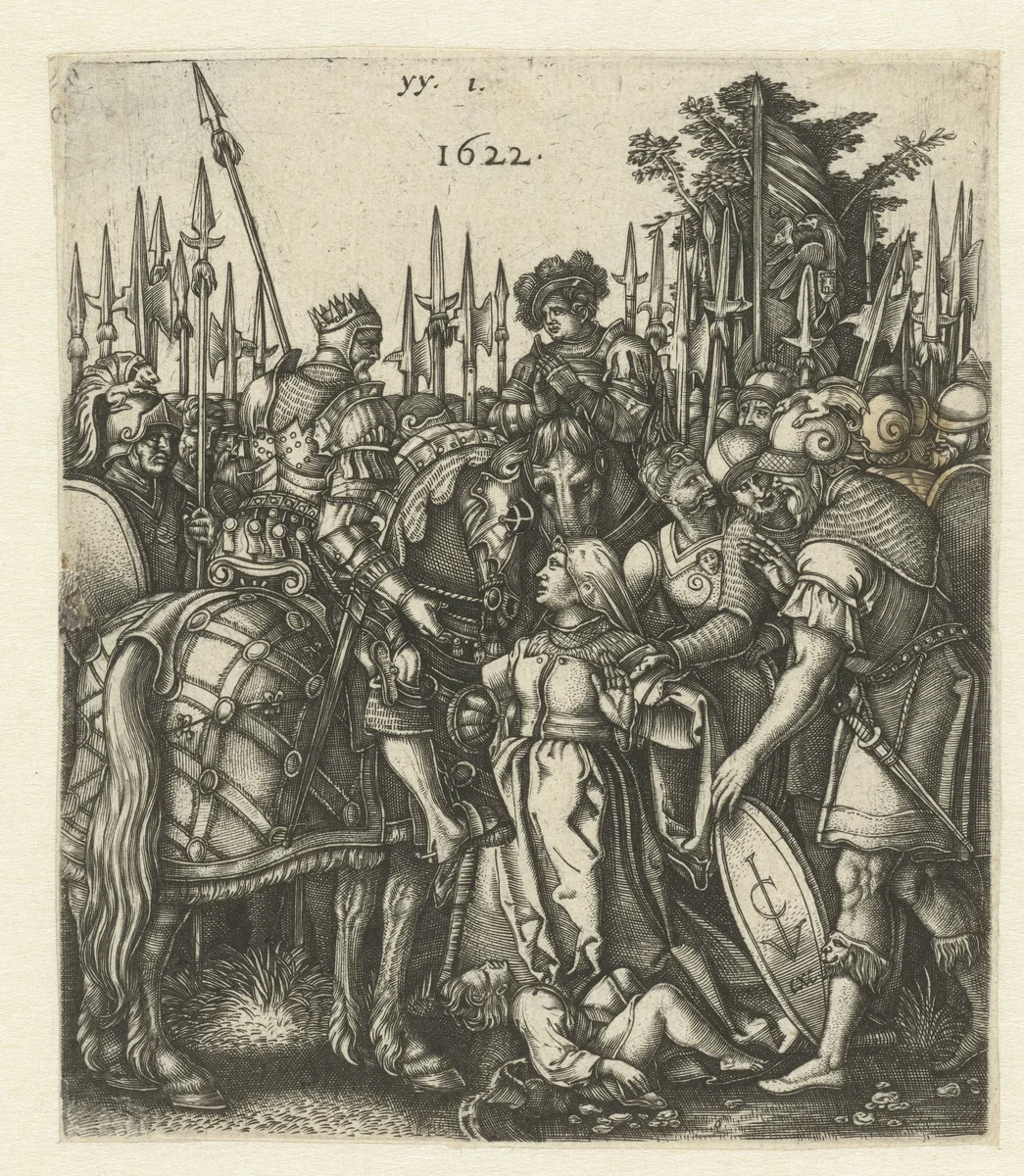Gerechtigheid van Trajanus by anonymous, print, 1622