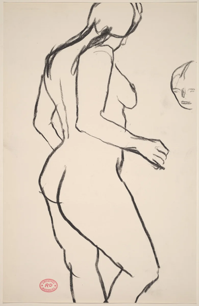 Untitled [standing female nude and a detail of a head] by Richard Diebenkorn, drawing, 1955-1967