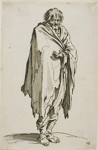 Beggar without Hat or Shoes, plate twelve from The Beggars by Jacques Callot, print, 1617-1627
