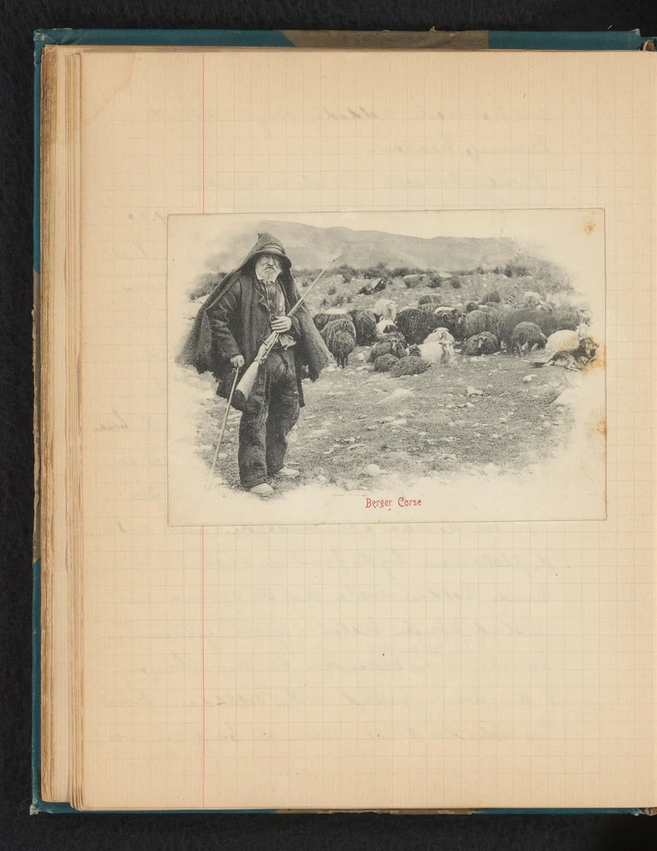 Corsicaanse herder met geweer en schapen by Théodore van Lelyveld, print, 1902-1904