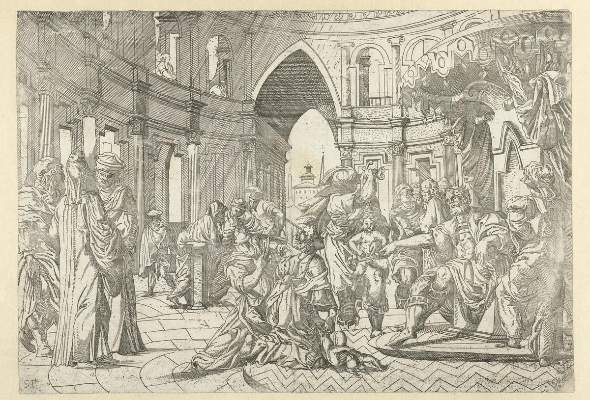 Het oordeel van Salomo by Unknown, print, 1530-1540