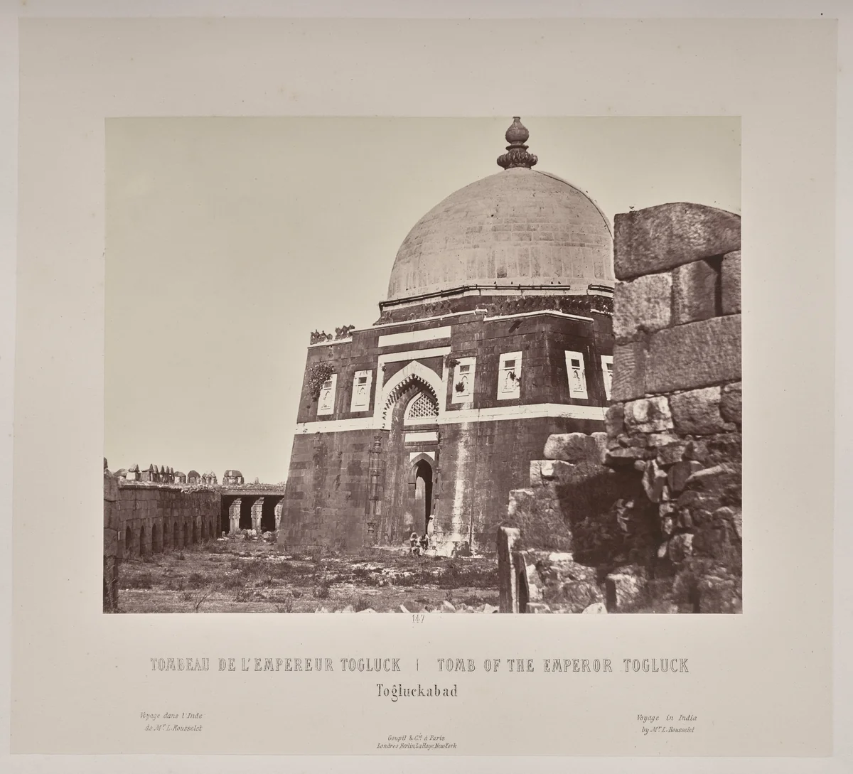 Tomb of the Emperor Togluck, Togluckabad by Louis-Théophile Marie Rousselet, photograph, 1865-1870
