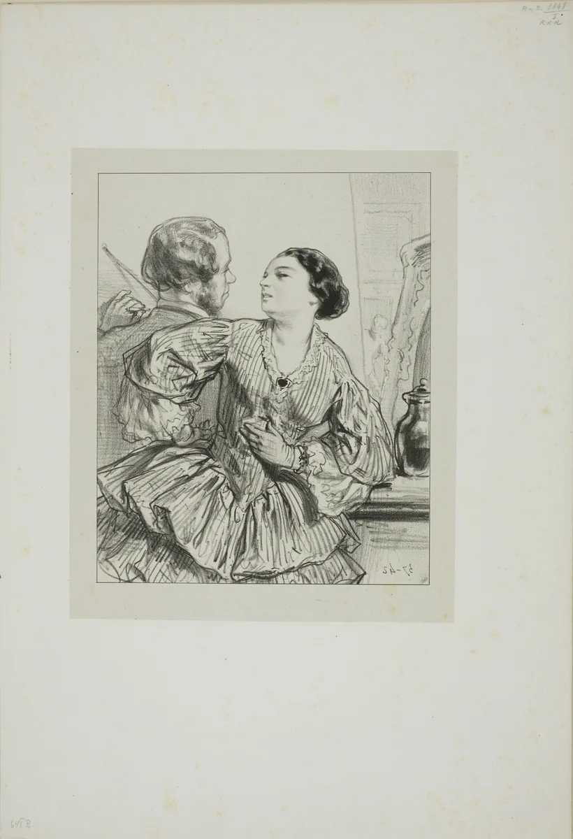 Masks and faces: I have been slandered by Paul Gavarni, print, 1857-1858