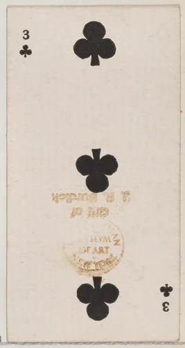 Three Clubs (black), from the Playing Cards series (N84) for Duke brand cigarettes by W. Duke, Sons & Co., print, 1888