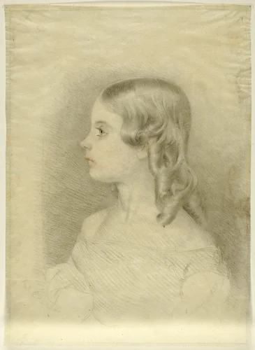 Profile Portrait of a Girl by Paul Mulready, drawing, 1842-1855