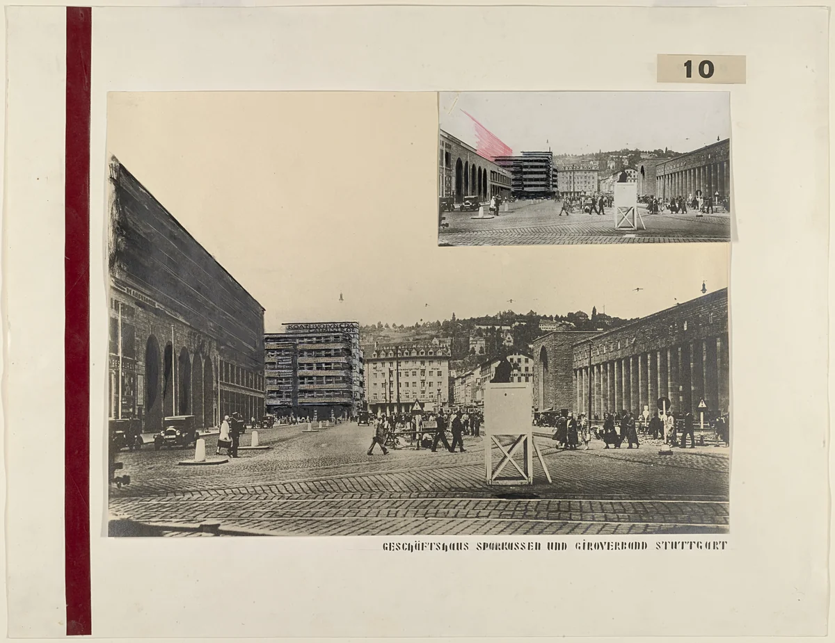 Bank and Office Building, project, Stuttgart, Germany, Perspectives, propsals for neon signs by Alfred Fischer, architecture, 1928
