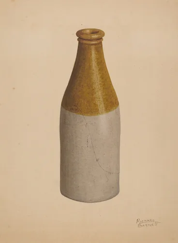 Stoneware Ink Bottle or Catsup Bottle by Richard Barnett, index of american design, 1938