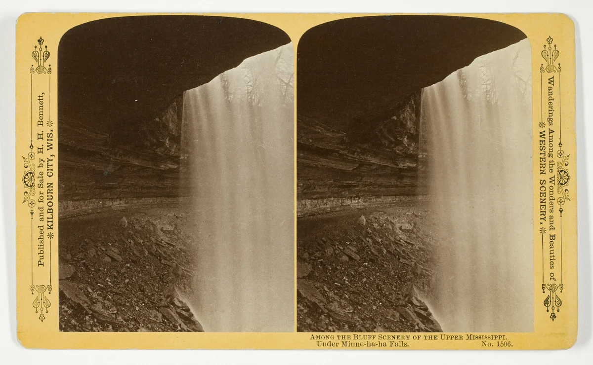 Under Minne-ha-ha Falls, No. 1506 from the series "Among the Bluff Scenery of the Upper Mississippi" by Henry Hamilton Bennett, photograph, 1870-1908